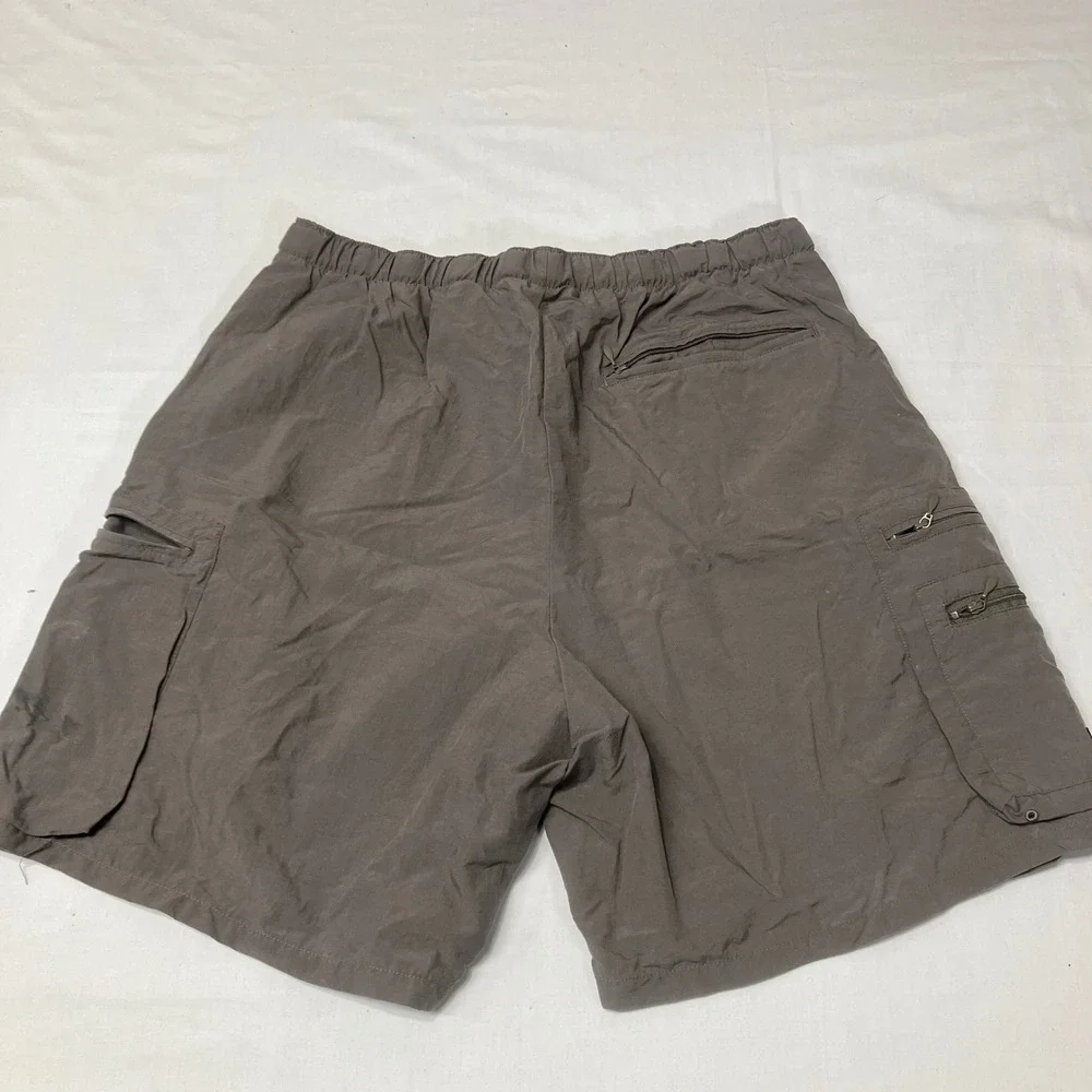 Columbia Mens Gray Brown‎ Nylon Cargo Shorts Elastic Waist Belted Size M AM4021